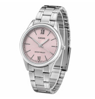 Жіночий годинник Casio LTP-V005D-4B2 з рожевим циферблатом та сталевим браслетом