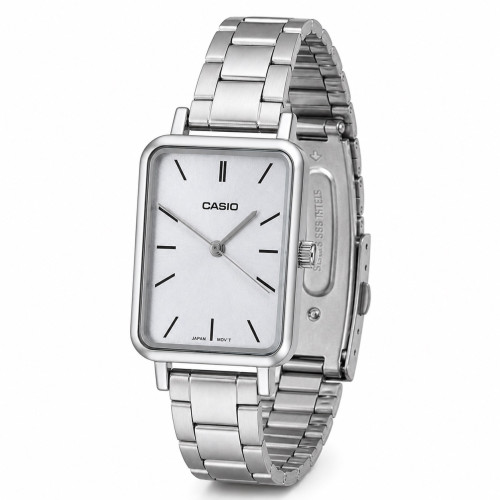 Жіночий годинник Casio LTP-V009D-2E з синім циферблатом та сталевим браслетом