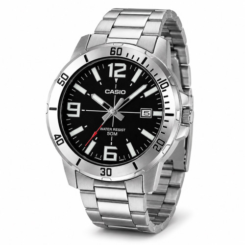 Мужские часы Casio MTP-VD01D-1B с металлическим браслетом и водозащитой 5 ATM