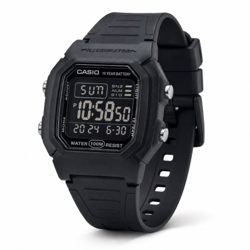 Чоловічий годинник Casio W-800H-1B електронний водонепроникний чорний