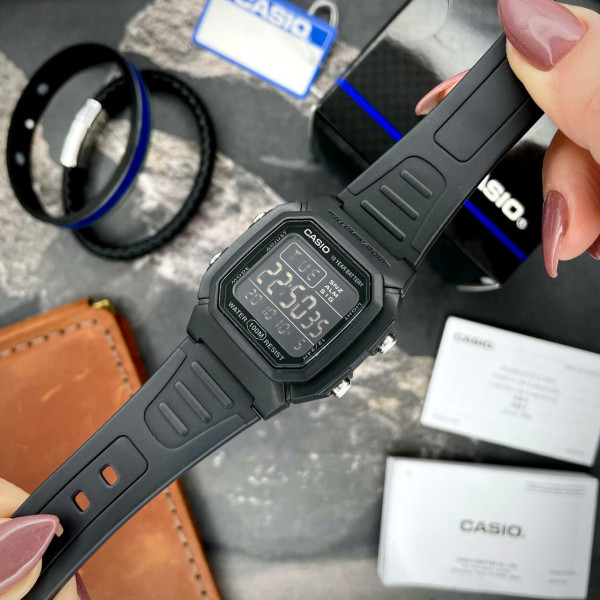 Мужские часы Casio W-800H-1B электронные водонепроницаемые черные