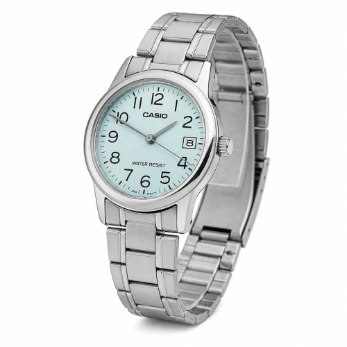 Жіночий годинник Casio LTP-V002D-2B синій циферблат сталевий браслет