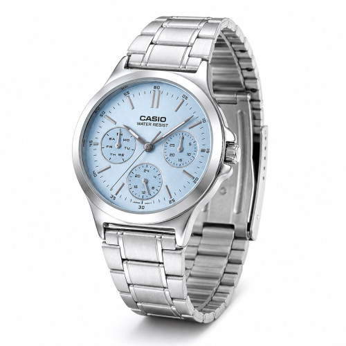 Женские часы Casio LTP-V300D-2A с синим циферблатом и металлическим браслетом
