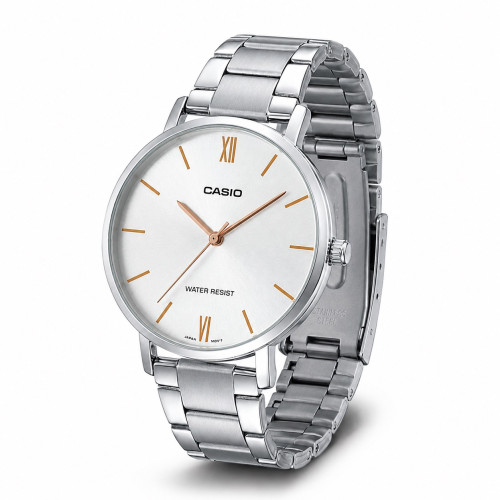 Жіночий годинник Casio LTP-VT01D-7B кварцовий сріблястий із металевим браслетом
