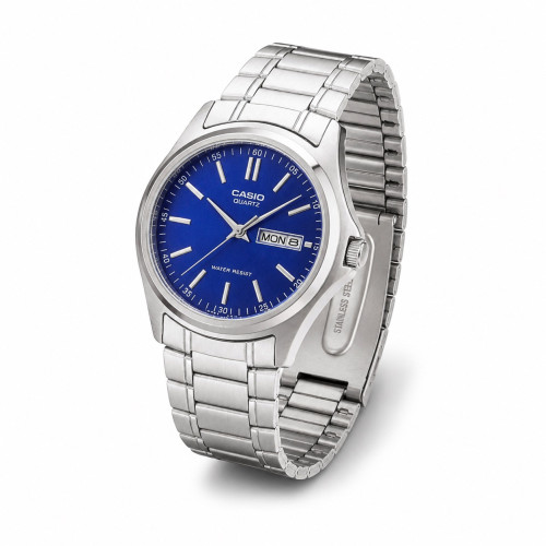 Мужские часы Casio MTP-1239D-2A со стальным браслетом и синим циферблатом