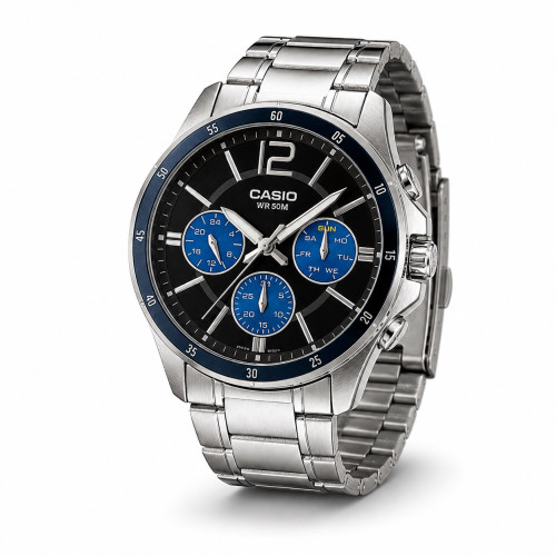 Мужские часы Casio MTP-1374D-2A кварцевые металлические 5 ATM