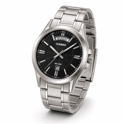 Мужские часы Casio MTP-1381D-1A с водозащитой 5 ATM и стальным браслетом