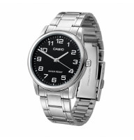 Мужские часы Casio MTP-V001D-1B с минеральным стеклом и стальным браслетом
