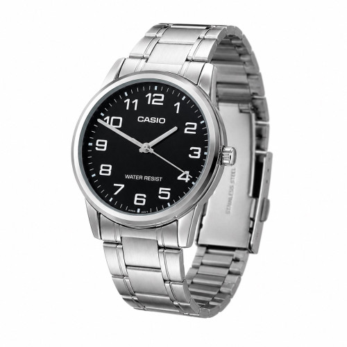 Чоловічий годинник Casio MTP-V001D-1B з мінеральним склом та сталевим браслетом