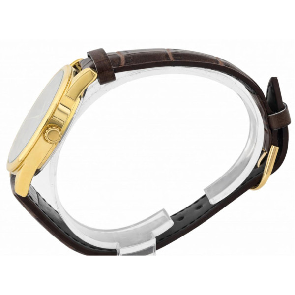 Чоловічий годинник Casio MTP-V001GL-1B з золотистим корпусом та шкіряним ремінцем