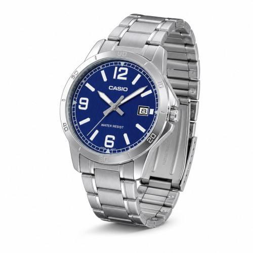 Чоловічий годинник Casio MTP-V004D-2B класичний кварцовий із синім циферблатом
