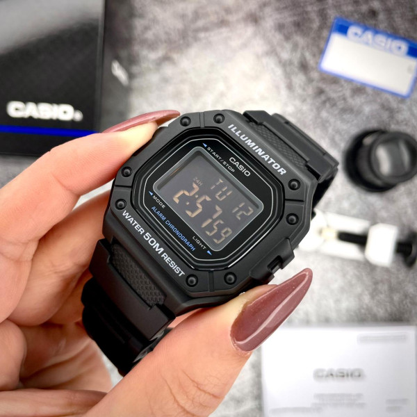 Мужские электронные часы Casio W-218H-1B с водозащитой 5 ATM