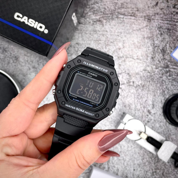 Мужские электронные часы Casio W-218H-1B с водозащитой 5 ATM
