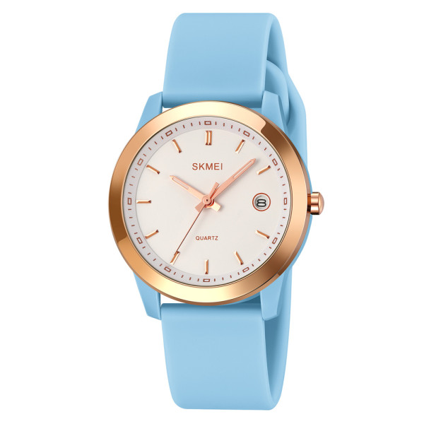 Женские часы Skmei 2319BU Blue с каучуковым корешком и водозащитой 3 ATM