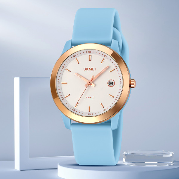 Женские часы Skmei 2319BU Blue с каучуковым корешком и водозащитой 3 ATM