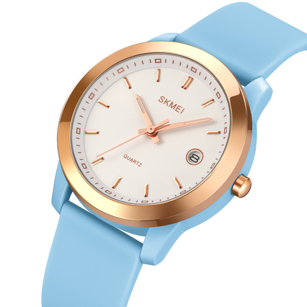 Женские часы Skmei 2319BU Blue с каучуковым корешком и водозащитой 3 ATM