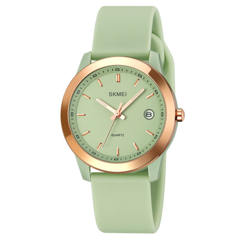 Женские часы Skmei 2319GN Green классические каучуковые 3 ATM