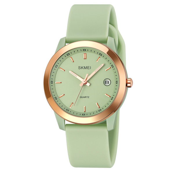 Жіночий годинник Skmei 2319GN Green класичний каучуковий 3 ATM