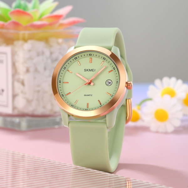 Жіночий годинник Skmei 2319GN Green класичний каучуковий 3 ATM