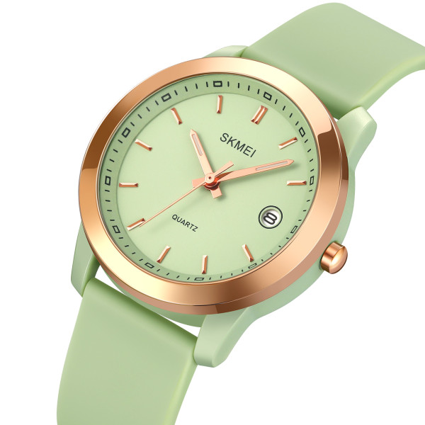 Жіночий годинник Skmei 2319GN Green класичний каучуковий 3 ATM