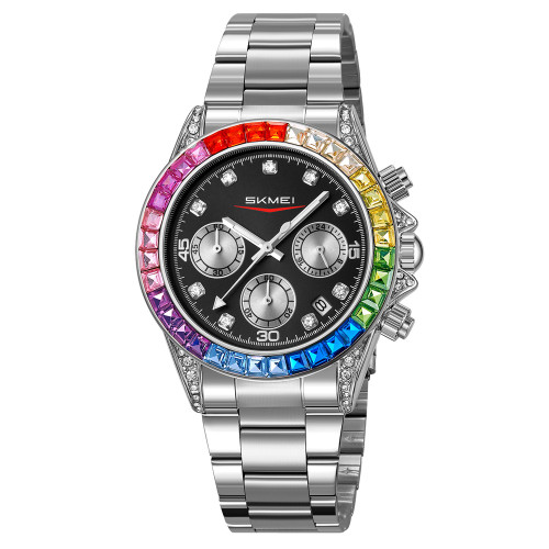 Годинник Skmei 2352SIBK Silver-Black унісекс металевий люмінесцентний