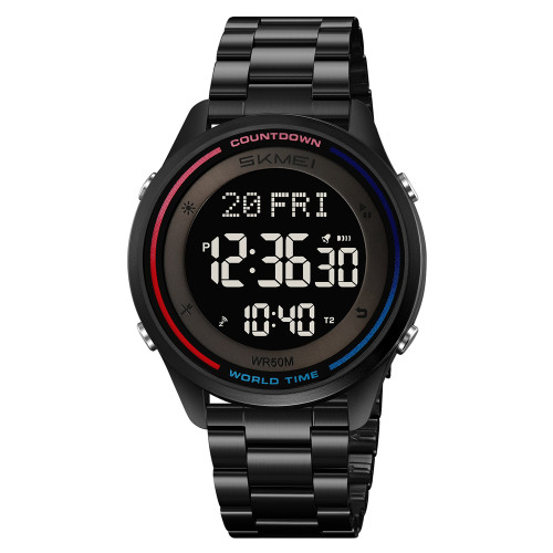 Мужские спортивные часы Skmei 2412SBK Black Steel с водозащитой 5 ATM