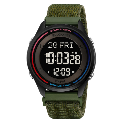 Тактичний чоловічий годинник Skmei 2412NAG Army Green Nylon з підсвічуванням