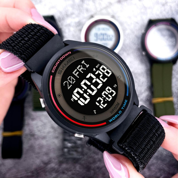 Тактичний чоловічий годинник Skmei 2412NAG Army Green Nylon з підсвічуванням