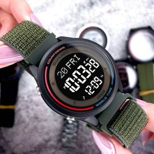 Тактичний чоловічий годинник Skmei 2412NAG Army Green Nylon з підсвічуванням