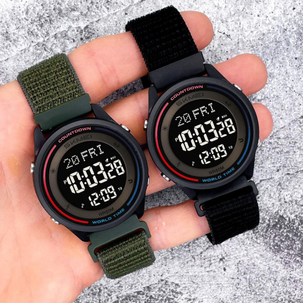 Тактичний чоловічий годинник Skmei 2412NAG Army Green Nylon з підсвічуванням