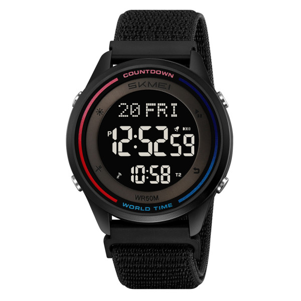 Мужские тактические часы Skmei 2412NBK Black Nylon с водозащитой 5 ATM