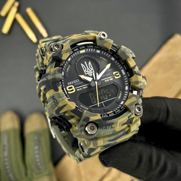 Мужские тактические часы Awarder 001 Тризуб 5 ATM Camo Green