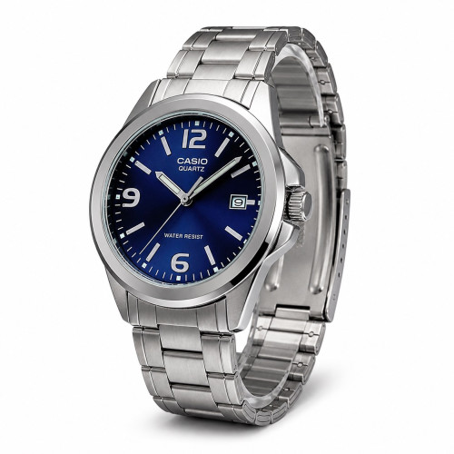 Чоловічий годинник Casio MTP-1215A-2A кварцовий синій циферблат