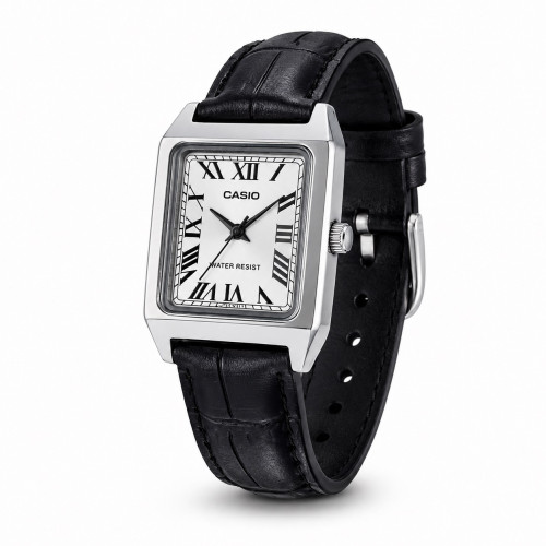 Женские часы Casio LTP-V007L-7B1 кварцевые на черном кожаном ремешке