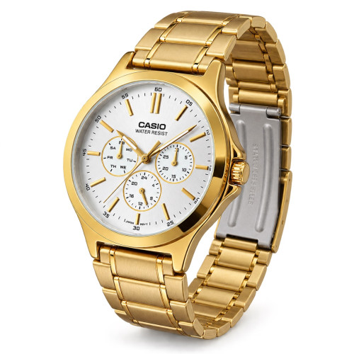 Мужские часы Casio MTP-V300G-7A золотистые с минеральным стеклом