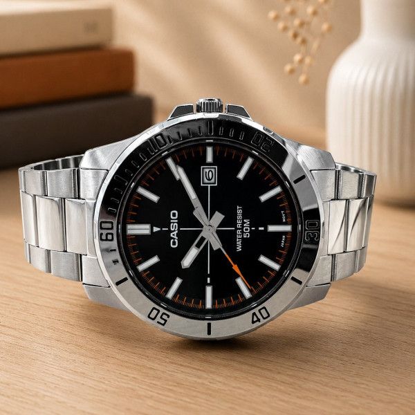 Чоловічий годинник Casio MTP-VD01D-1E2 з металевим браслетом 5 ATM