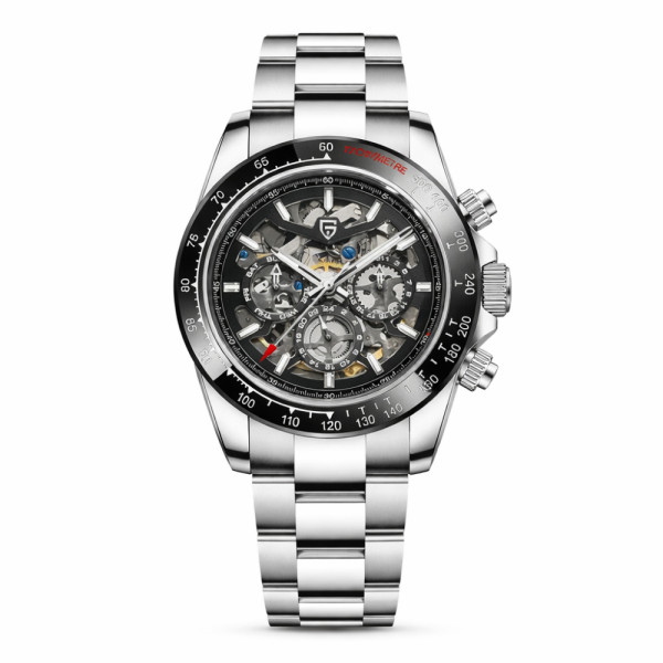Мужские механические часы Pagani Design PD-1777 Silver-Black 10 ATM