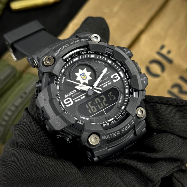 Мужские тактические часы Awarder 001 Полиция All Black 5 ATM черные