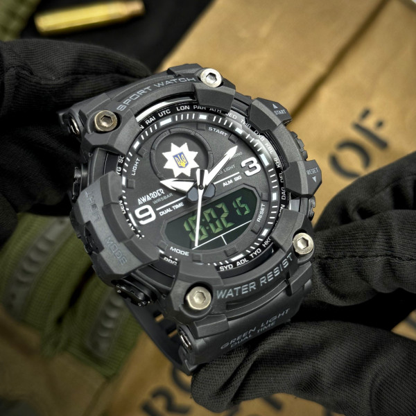Мужские тактические часы Awarder 001 Полиция All Black 5 ATM черные