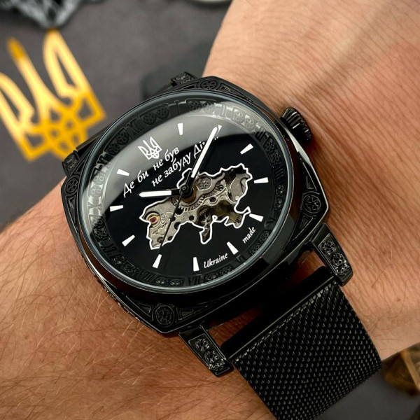 Мужские механические часы Awarder 021 Де би не был All Black Mesh черные