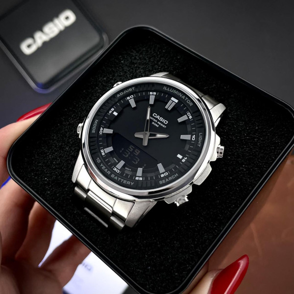 Чоловічий годинник Casio AMW-880D-1A комбінований сталевий 5 ATM