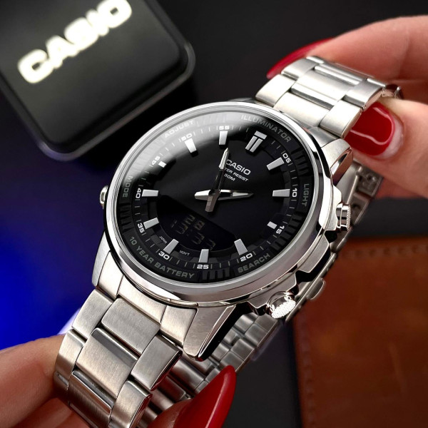 Чоловічий годинник Casio AMW-880D-1A комбінований сталевий 5 ATM
