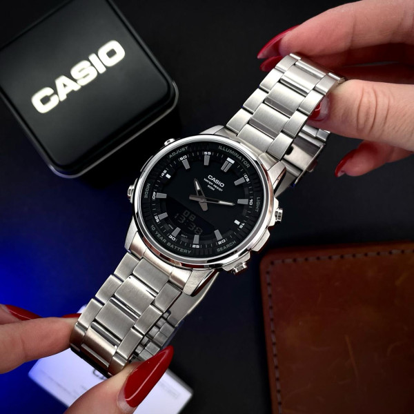 Чоловічий годинник Casio AMW-880D-1A комбінований сталевий 5 ATM