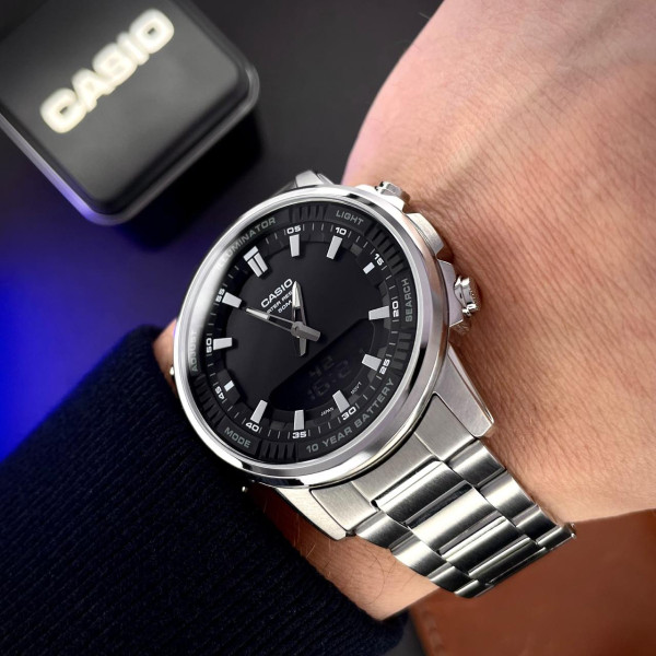 Чоловічий годинник Casio AMW-880D-1A комбінований сталевий 5 ATM