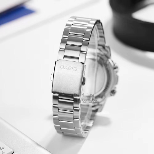 Мужские часы Casio AMW-880D-3A стальные с зеленым циферблатом