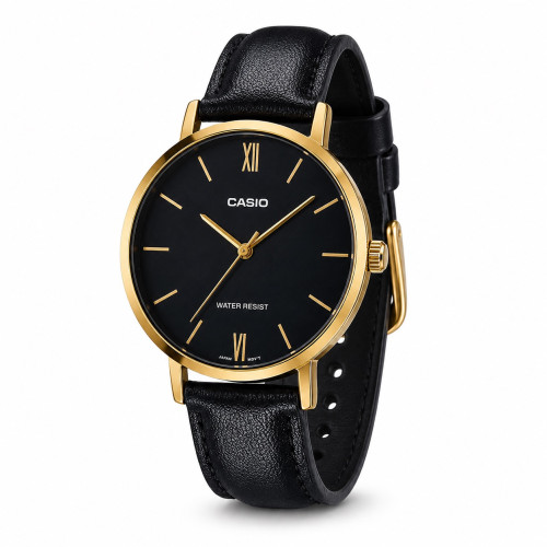 Жіночий годинник Casio LTP-VT01GL-1B зі шкіряним ремінцем та мінеральним склом
