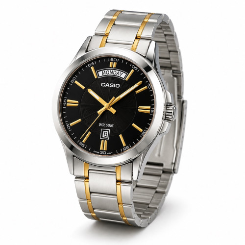 Чоловічий годинник Casio MTP-1381G-1A з водозахистом 5 ATM та сталевим браслетом