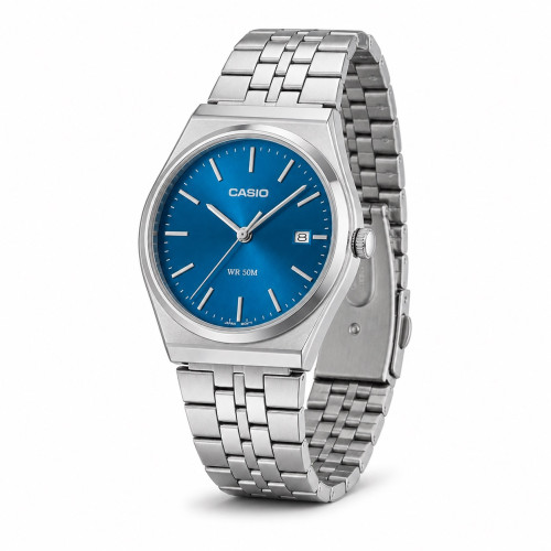 Чоловічий годинник Casio MTP-B145D-2A2 кварцовий з синім циферблатом 5 ATM