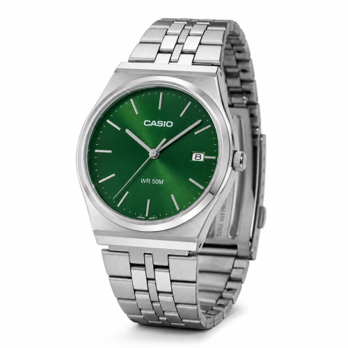 Мужские часы Casio MTP-B145D-3A зеленый циферблат стальной браслет