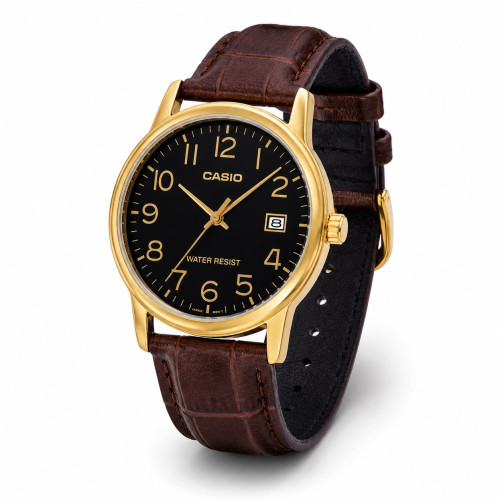Чоловічий годинник Casio MTP-V002GL-1B зі шкіряним ремінцем